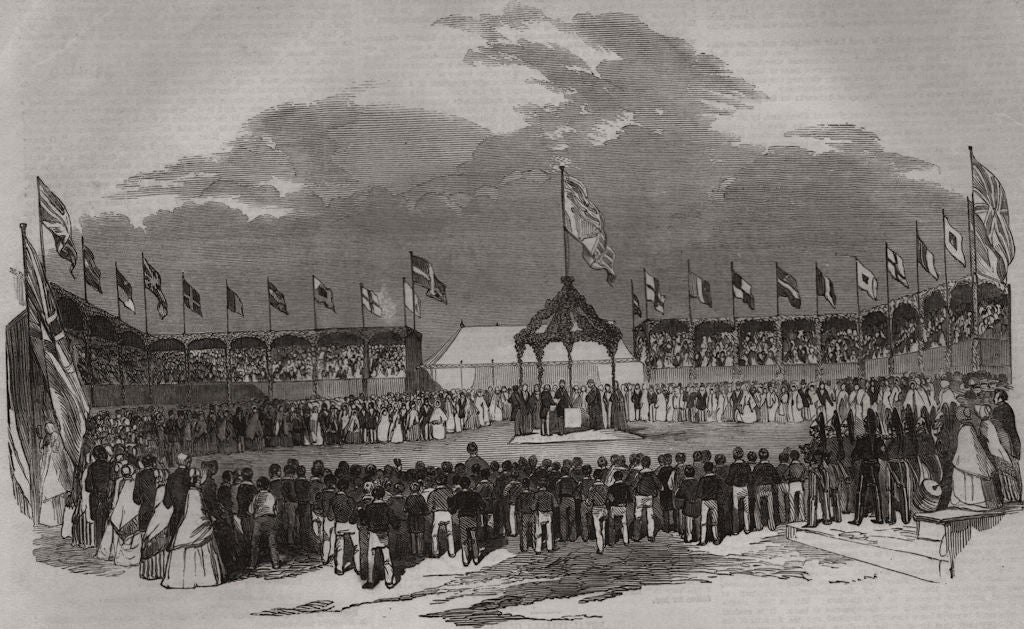 Prince Albert laying the keystone of the Grammar School, Ipswich. Suffolk 1851